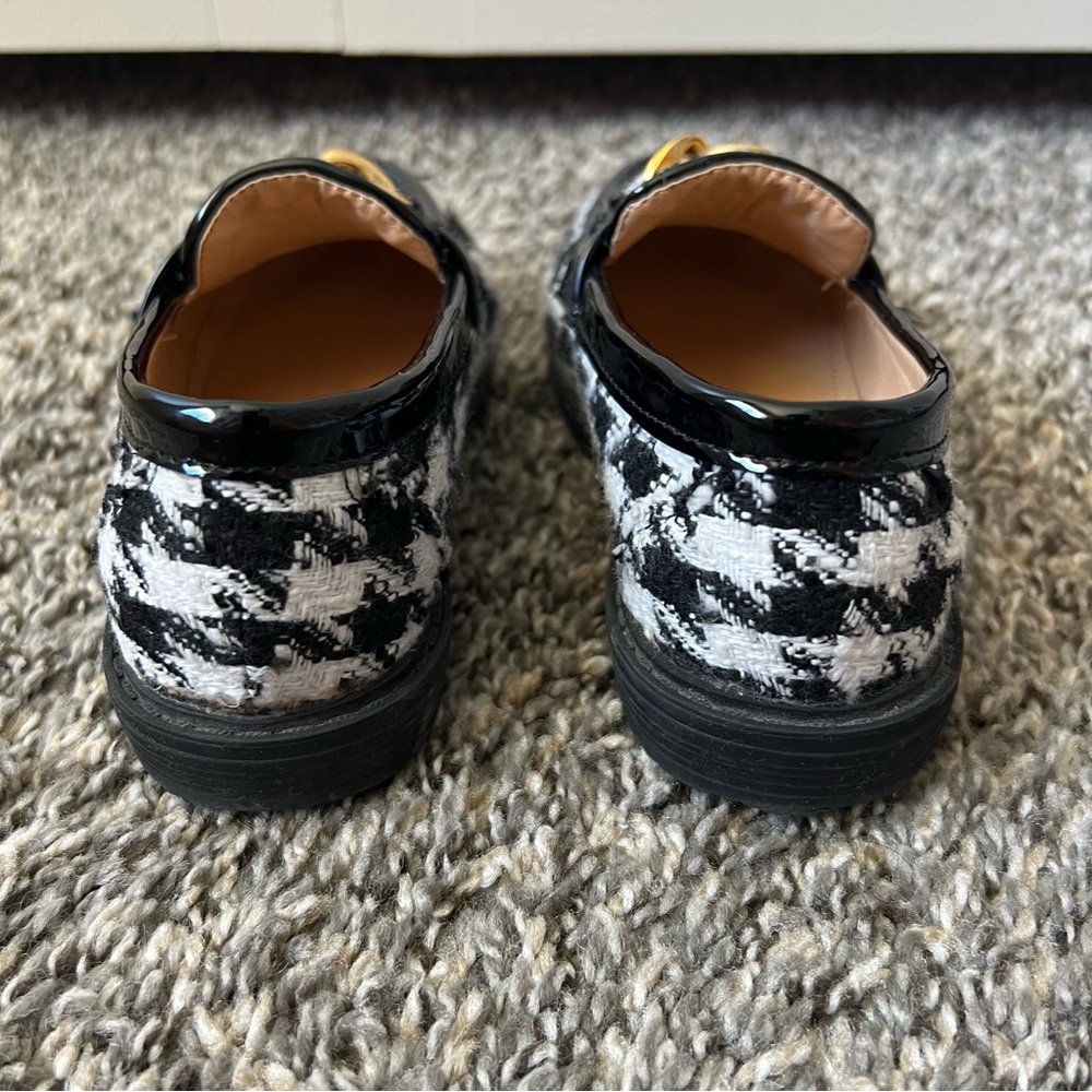 Atalina Toddler Girl Loafers Houndstooth With Gold Chain‎ Link Size 10 - Picture 5 of 16